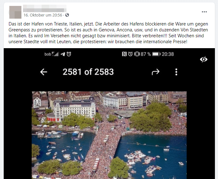 Bild zeigt nicht Blockade in Triest