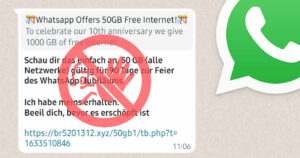 WhatsApp-Warnung vor „Whatsapp Offers 50GB Free Internet“