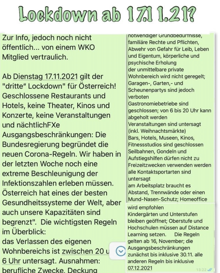 Screenshot: Lockdown ab 17.11.21