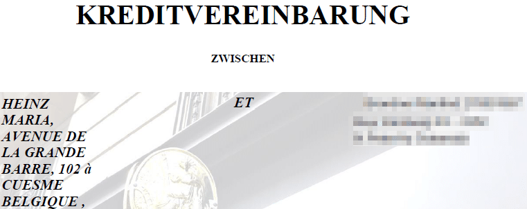 Die angebliche Adresse der... Bank?