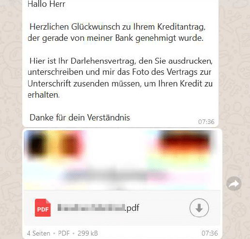 Ein Darlehensvertrag per WhatsAppEin Darlehensvertrag per WhatsApp