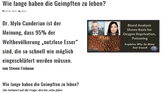 Screenshot eines deutschen Artikels mit dem angeblichen Interview