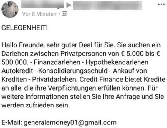 So sehen die Angebote der Kreditbetrüger aus