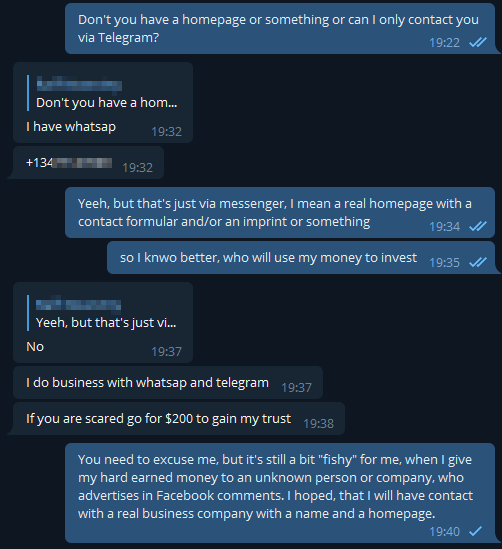 Wir erfahren nichts über den Trader