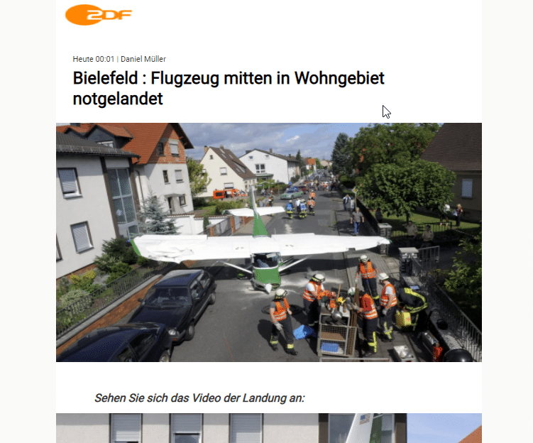 Kein Flugzeugabsturz in Deutschland! Bild dient zur inhaltlichen Auseinandersetzung mit dem Thema