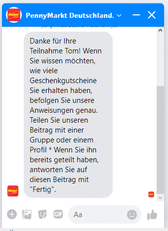 Penny Markt Deutschland: Fake Gewinnspiel auf Facebook