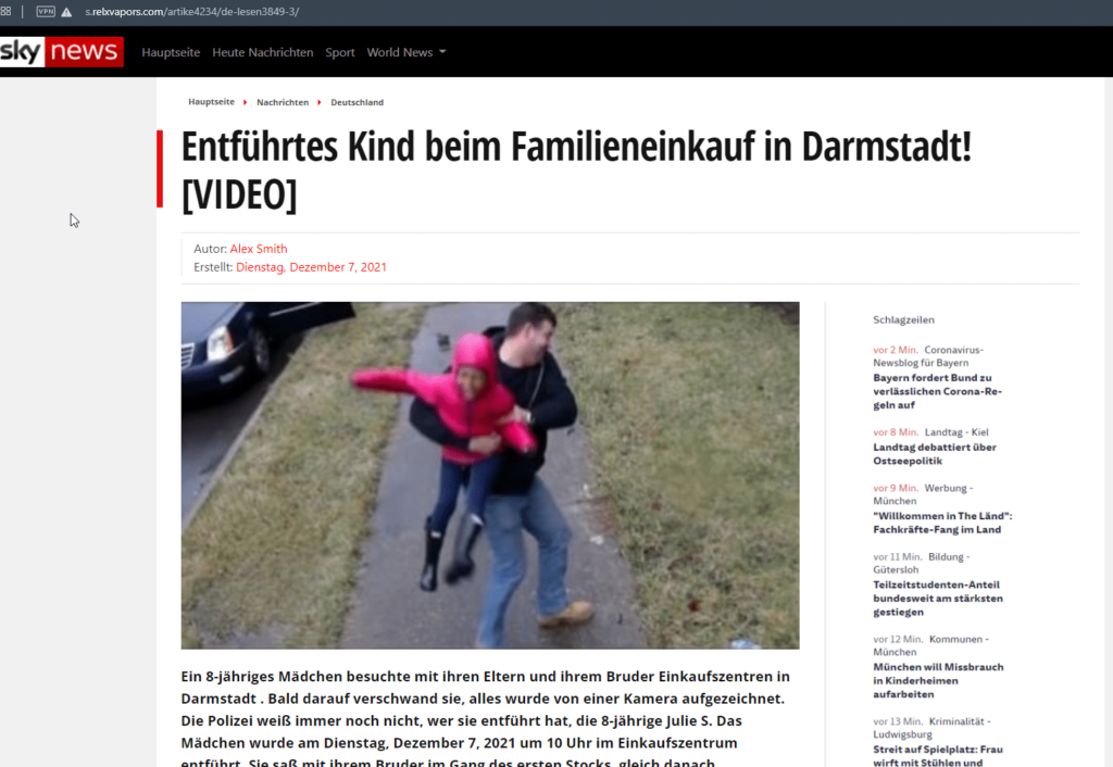 Facebook-Falle: Falschmeldung über entführtes Kind in Darmstadt – mimikama.org Der frei erfundene Artikel über das entführte Kind