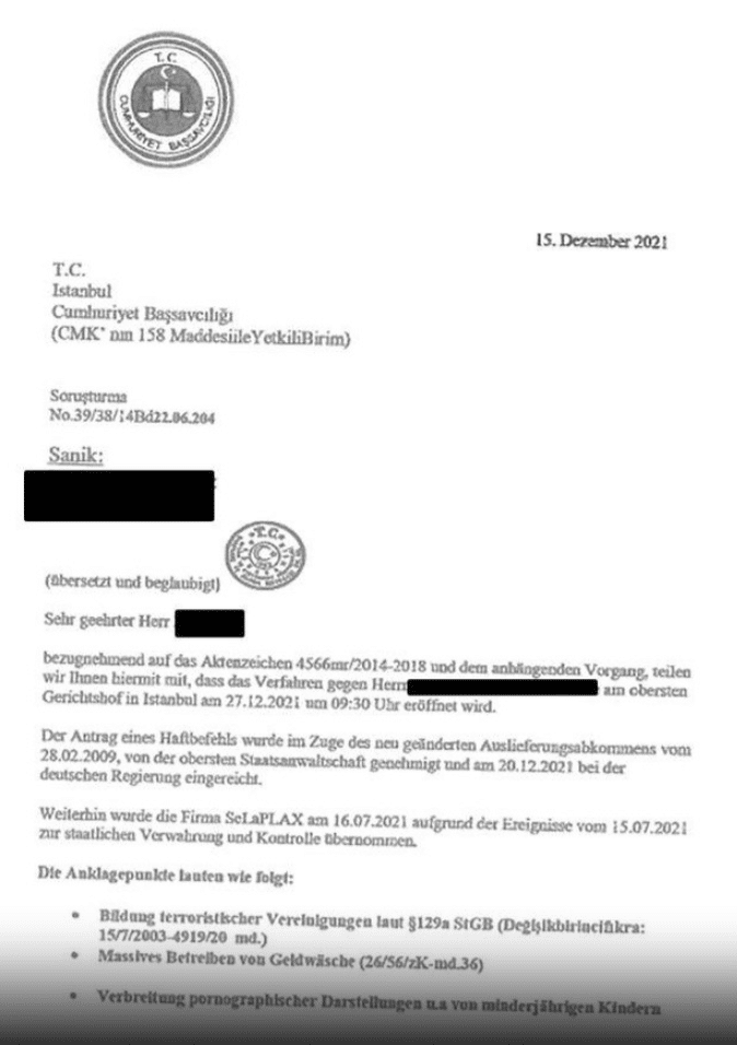 Neue Betrugsmasche mit einem einem angeblichen türkischen Haftbefehl