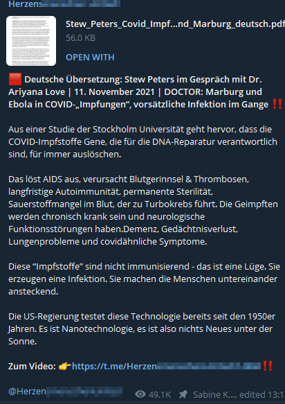 Die Behauptungen kursieren auf Telegram