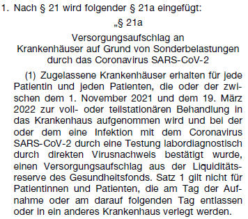 Versorgungsaufschlag für Krankenhäuser