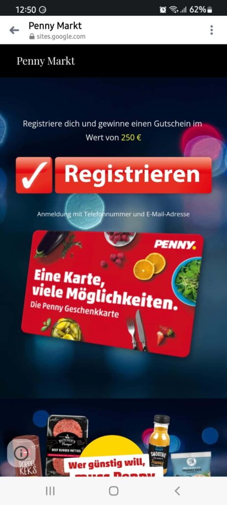 Fake-Gewinnspiel auf Facebook mit "Penny Markt Deutschland"