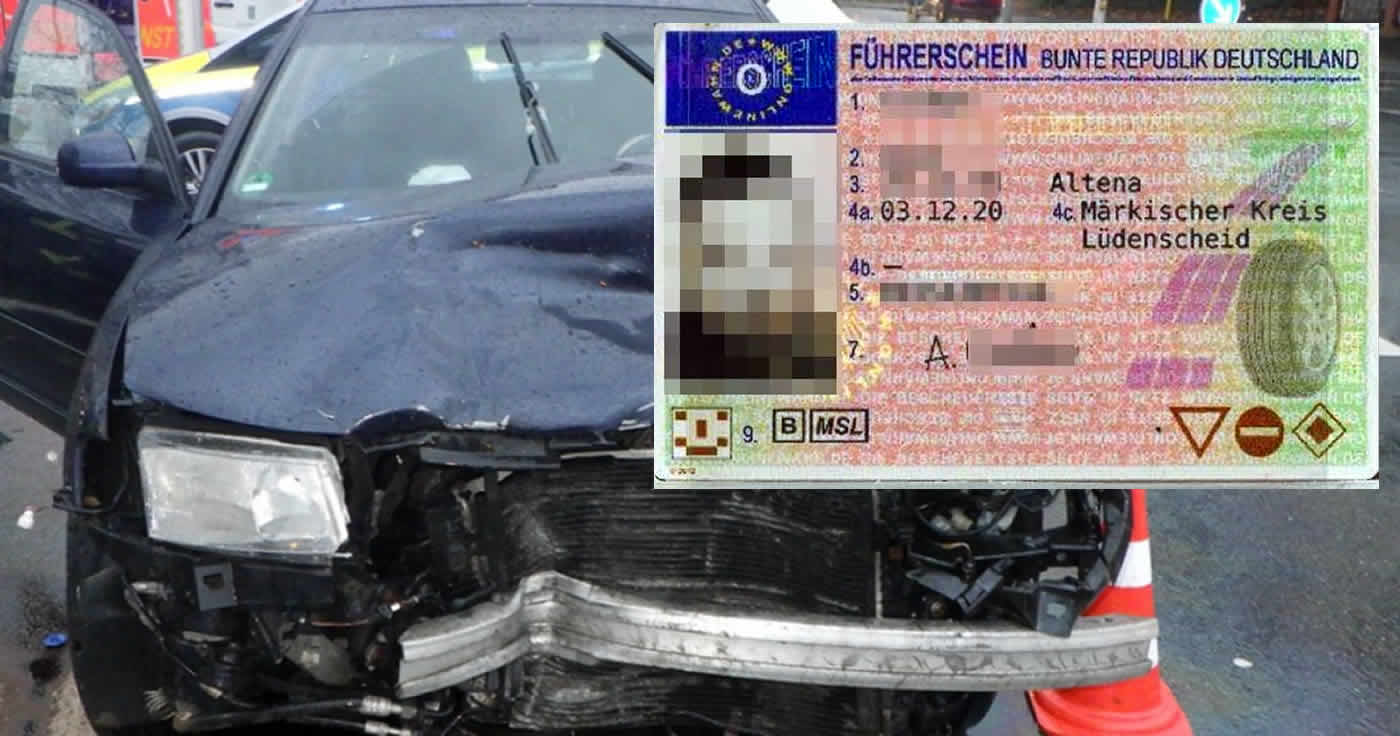 Hoher Sachschaden mit sechs Verletzten bei Verkehrsunfall - Unfallverursacher legt der Polizei einen gefälschten Führerschein vor!
