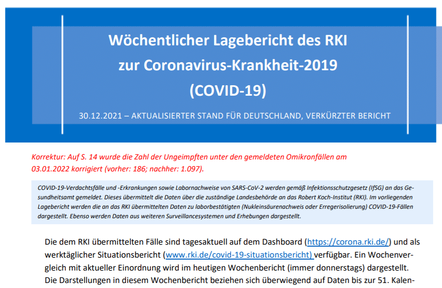 Umgeimpfte besser gegen Omikron geschützt? Der Fehler im RKI Wochenbericht.