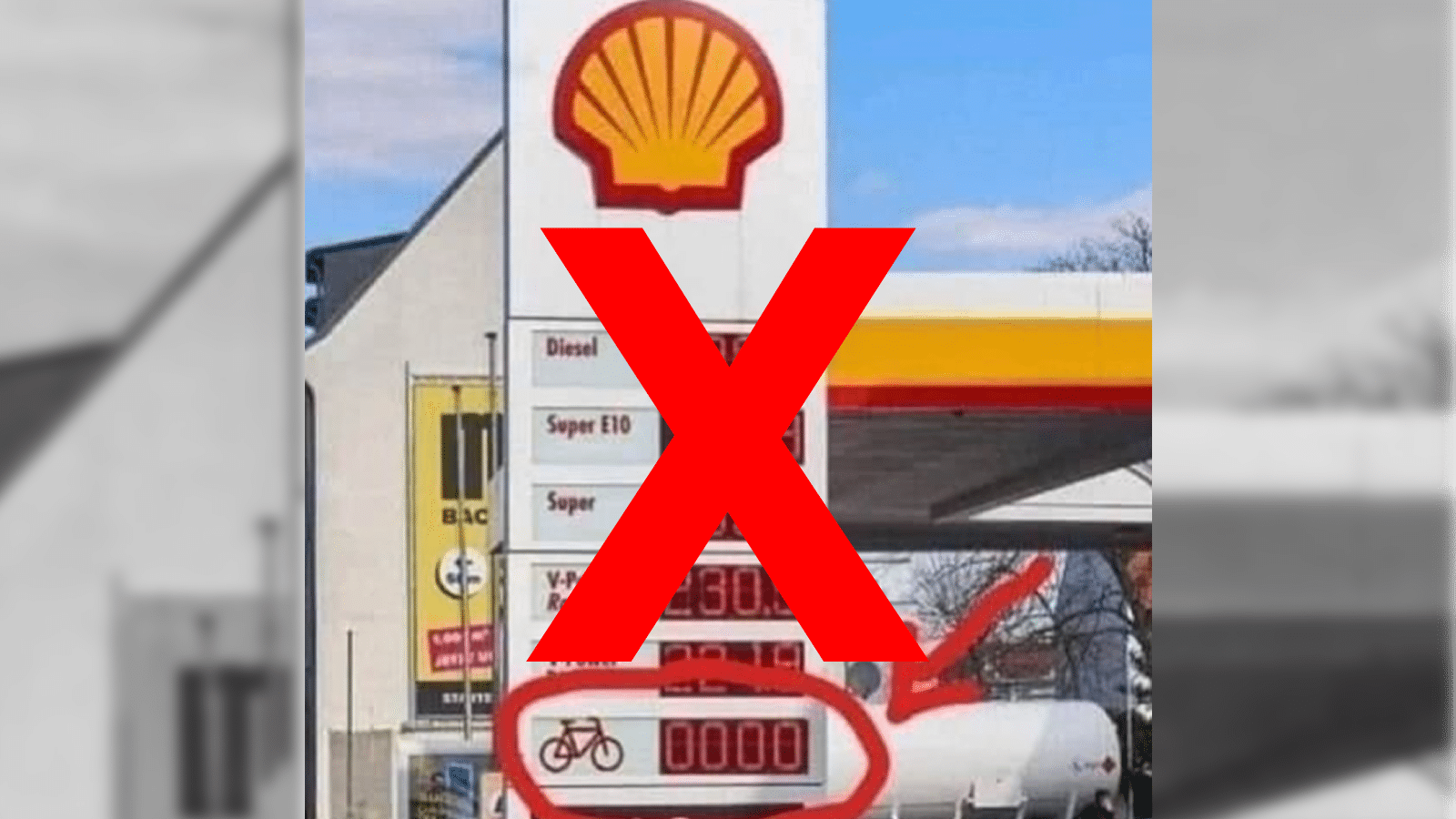 Nein, auf der Anzeigentafel der Shell-Tankstelle in Stuttgart wurde kein Fahrradsymbol angezeigt. Diese bestätigt eine Shell-Pressesprecherin