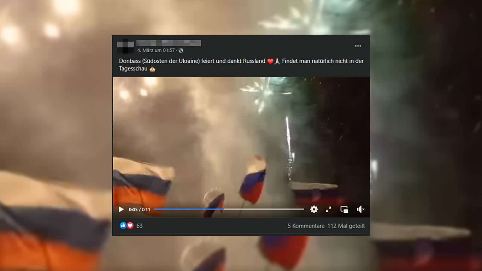 Video zu Freudenfeuerwerk im Donbass stammt vom 21. Februar