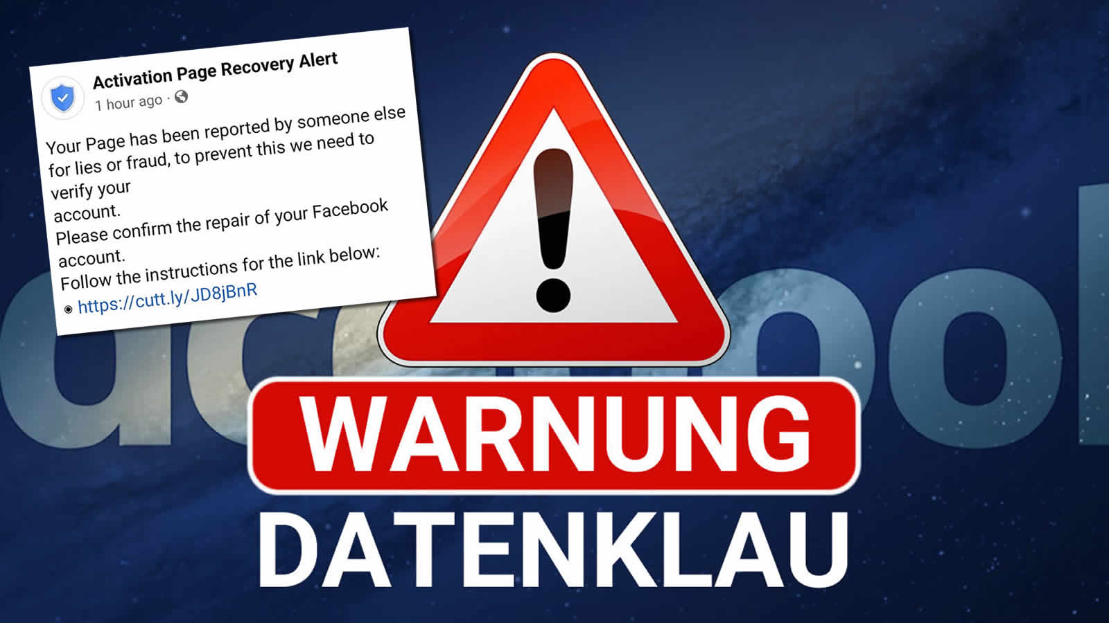 Warnung vor der Übernahme von Facebook Account