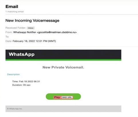 Falsche Whatsapp E-Mail