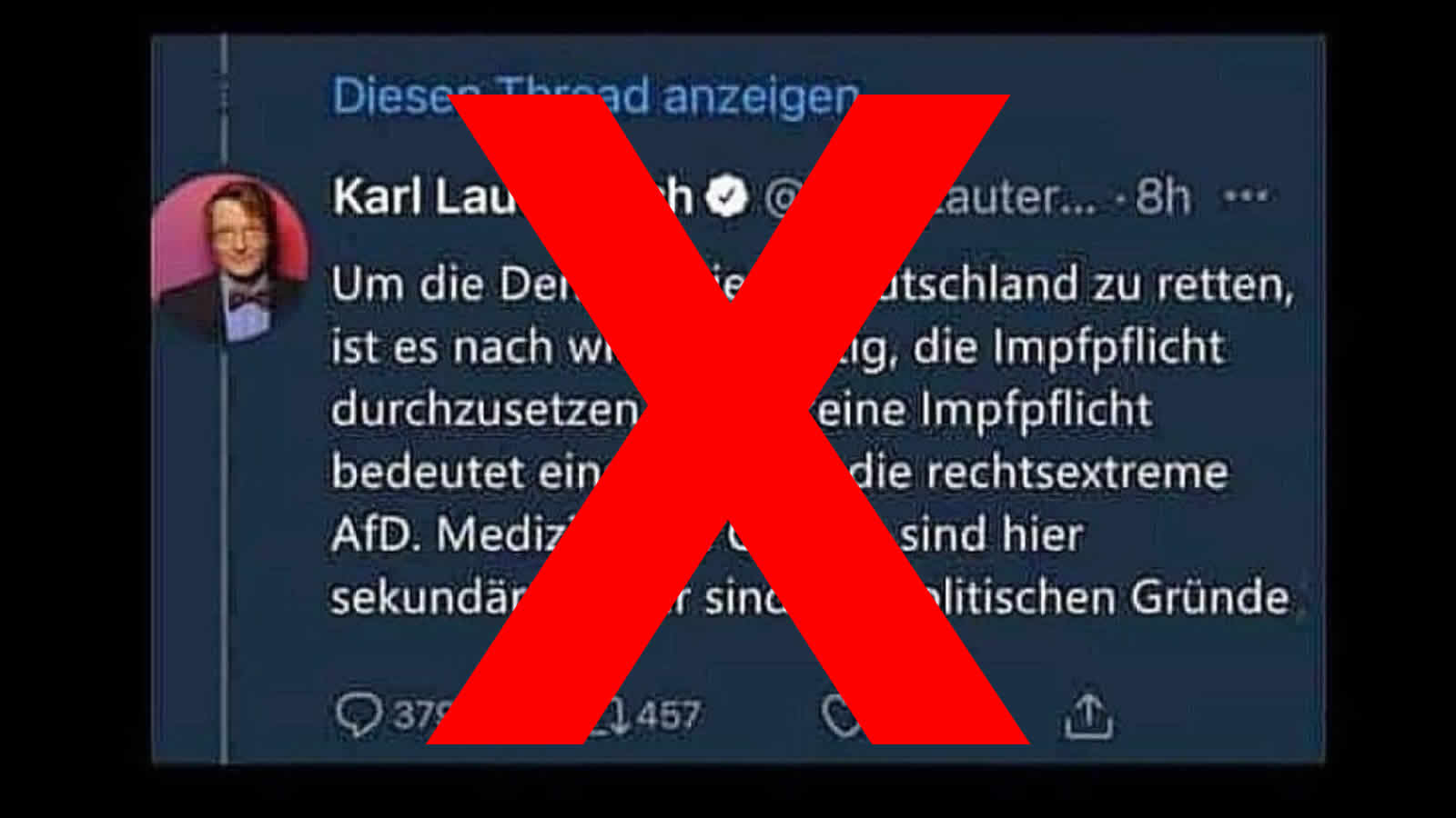 Nein, Karl Lauterbach tweetete nicht, dass die Impfpflicht gegen die AfD gerichtet sei