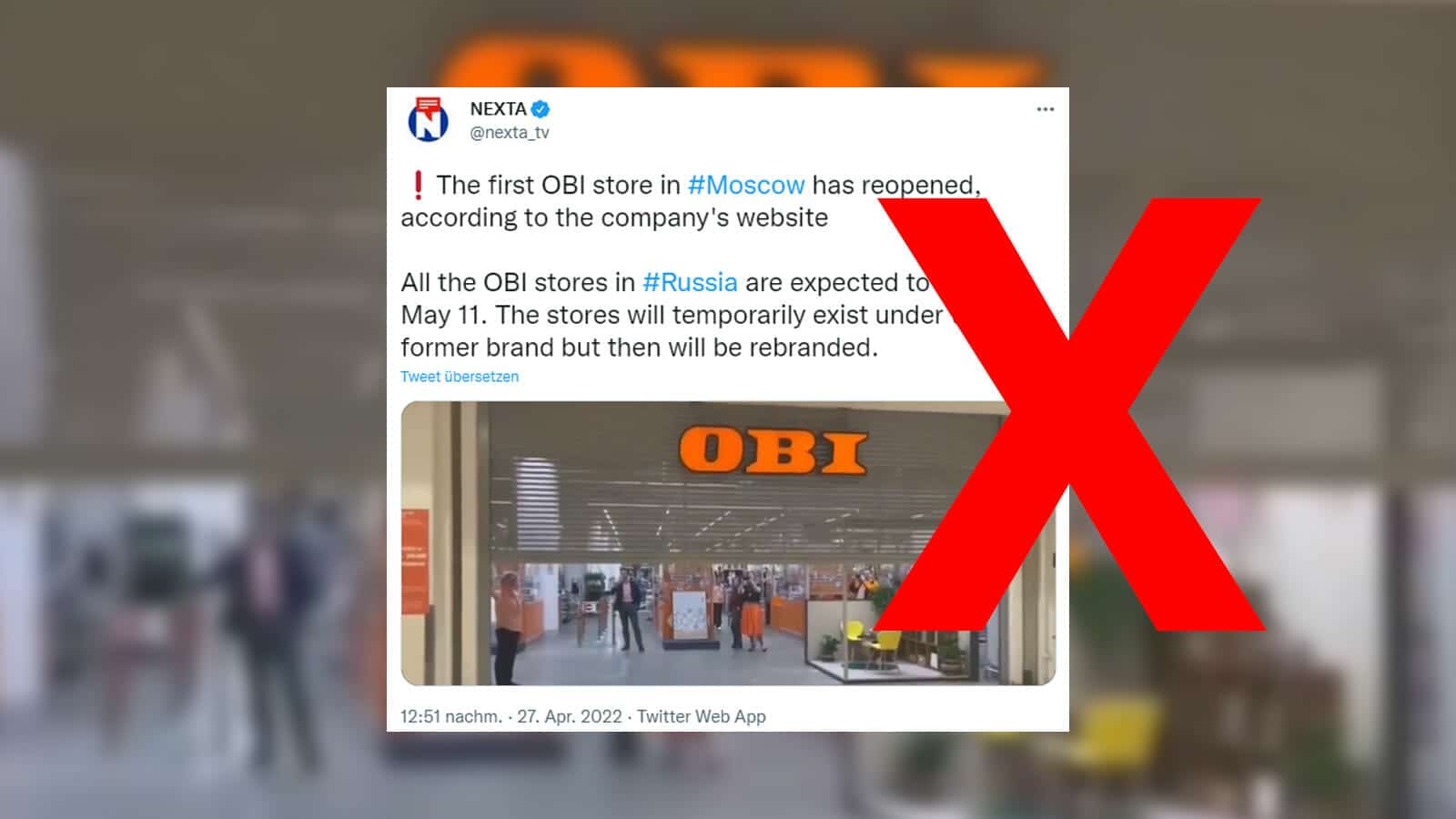 OBI hat seine Märkte nicht wieder in Russland geöffnet!