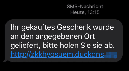 SMS - Smishing-Nachricht / Screenshot: Techbook