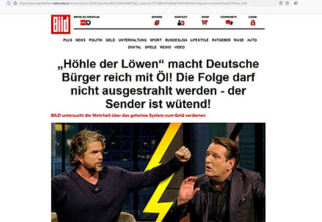 Criminals are imitating a page from the BILD daily newspaper / Screenshot: Watchlist Internet