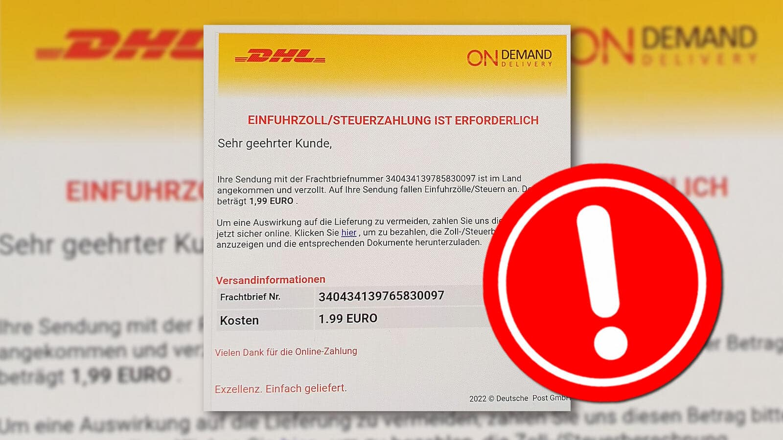 Vorsicht vor gefälschten Post- und DHL-Mails