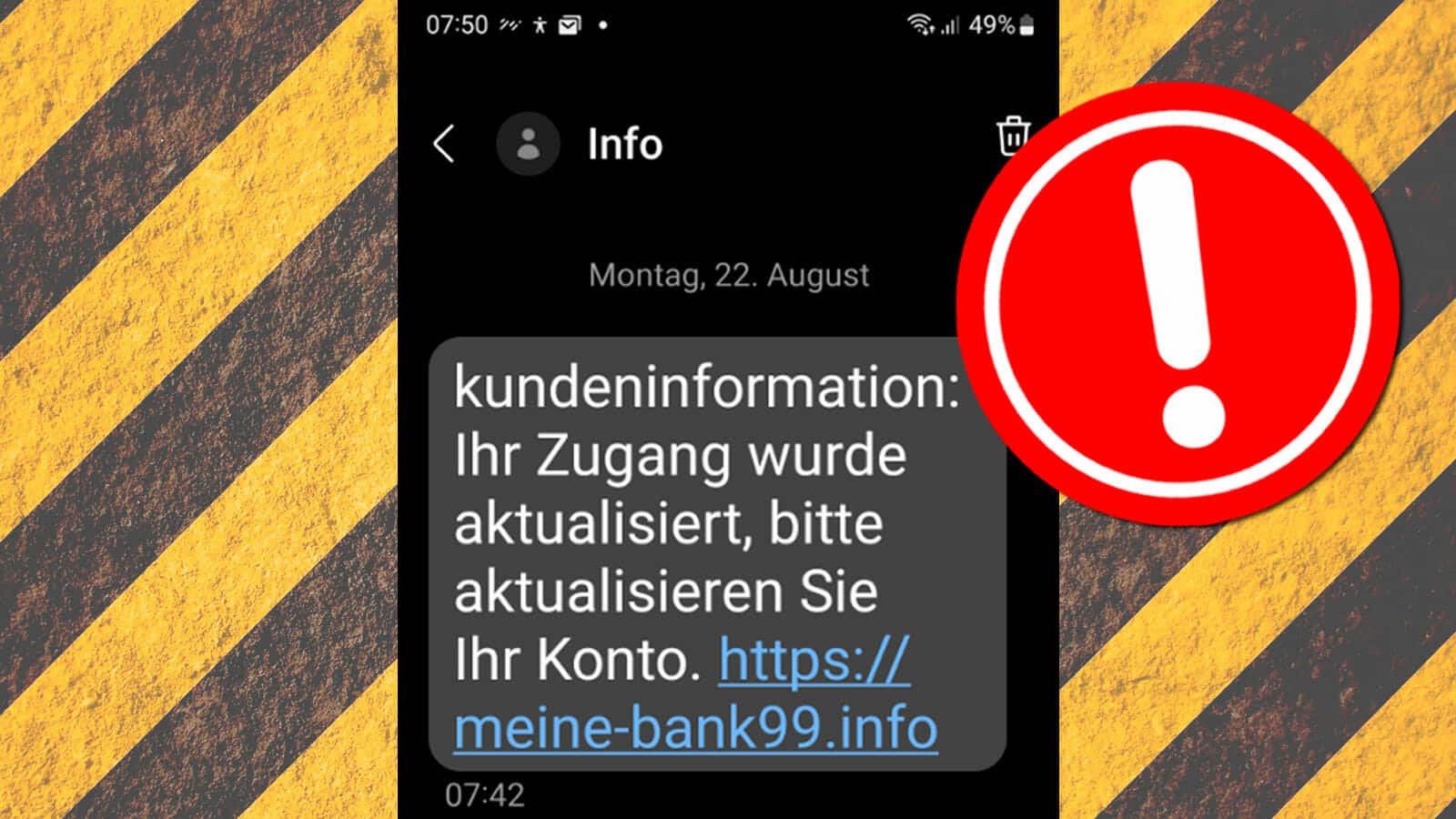 Achtung, Phishing: Gefälschte SMS von Bank99