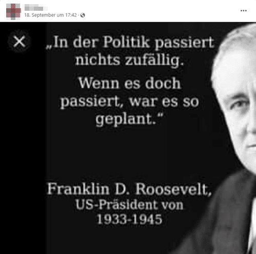 Screenshot Facebook: Sharepic Zitat Franklin D. Roosevelt