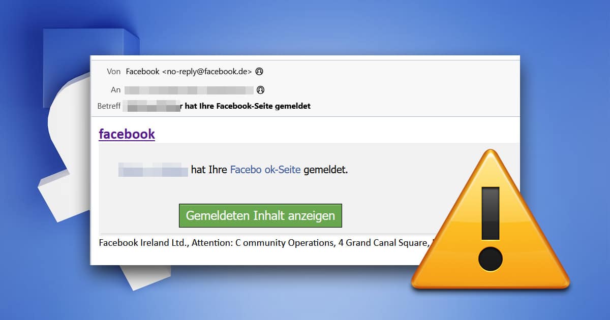 Gefälschtes Facebook-Mail führt zu Phishing-Seite