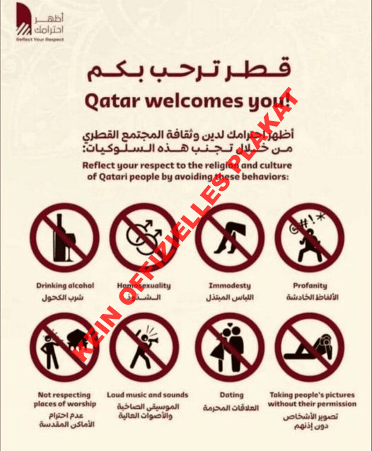Das "Qatar welcomes you"-Plakat
