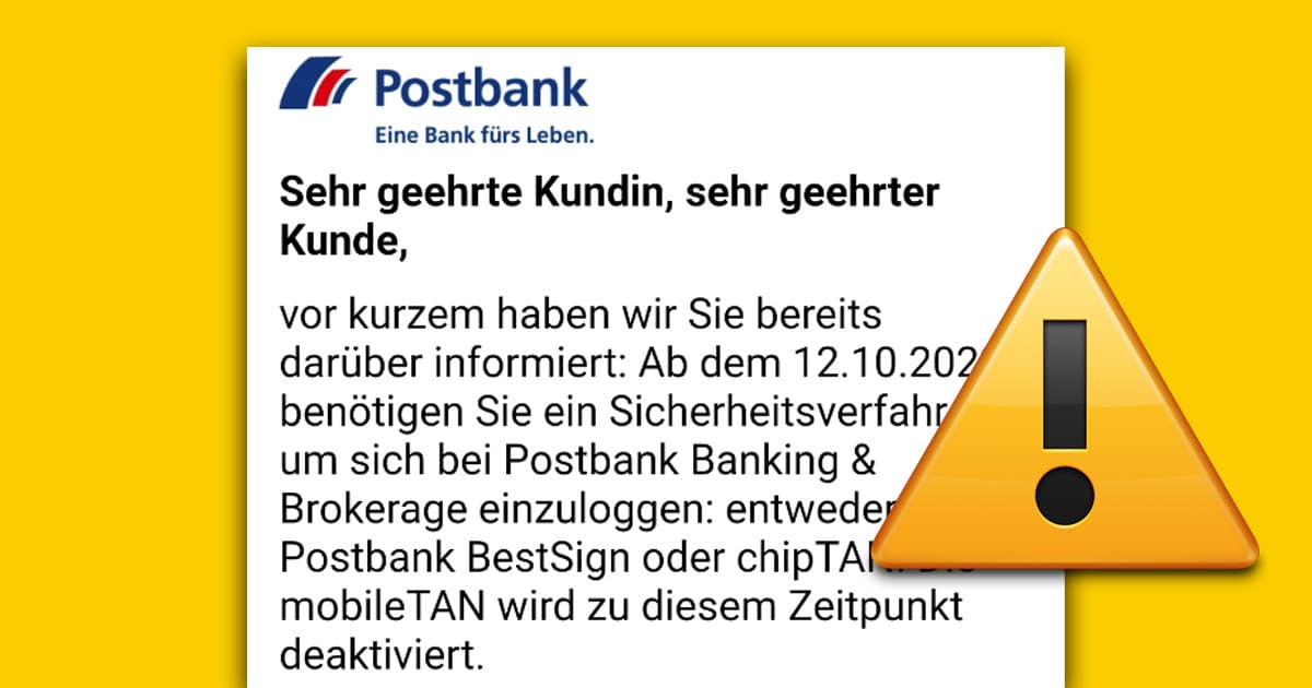 Postbank-Phishing: Achtung, gefälschte Mails im Umlauf
