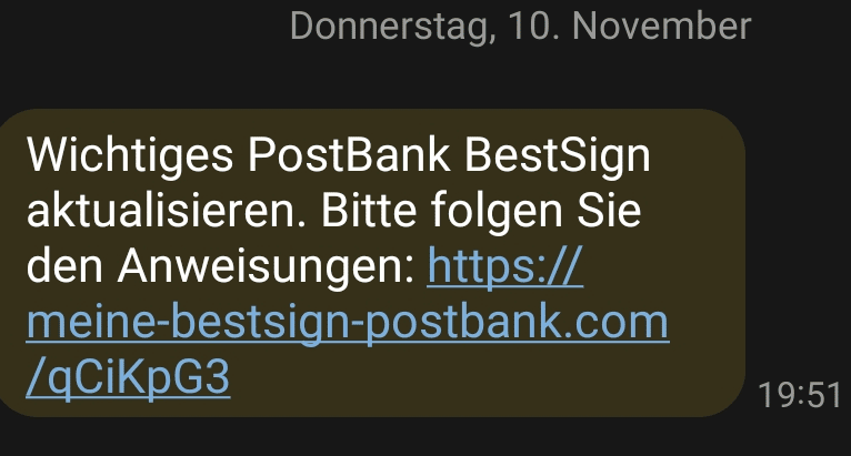 Diese SMS ist nicht von der Postbank