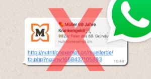 „Müller Krankengeld“: Achtung, Fake-Gewinnspiel auf WhatsApp