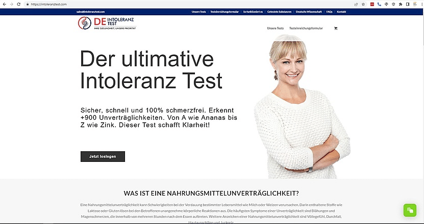 Webseite intoleranztest. com / Screenshot: Watchlist Internet