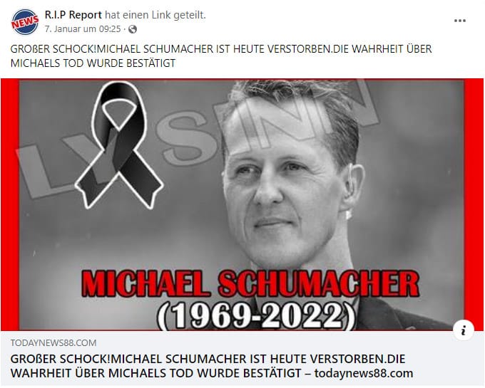 Angebliche Todesmeldung Michael Schumacher