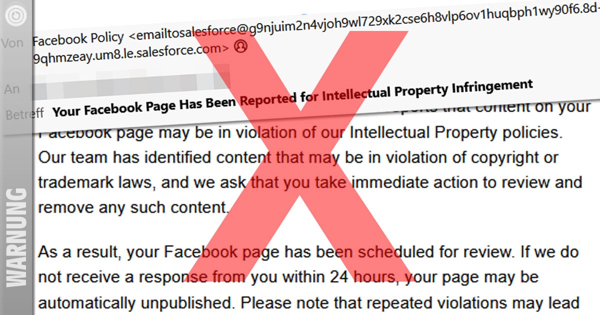 Achtung vor Fake E-Mails der „Facebook Policy“