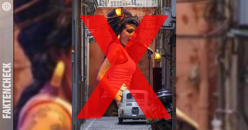 Wandmalerei von Amy Winehouse in Neapel ist nicht echt / Artikelbild: Screenshot Facebook