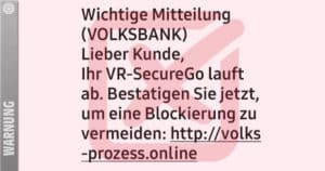 Fraudsters pose as “Volksbank”: Beware of phishing SMS