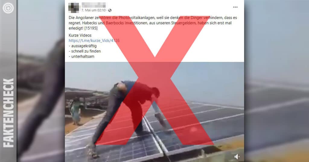 Angolaner zerstören Solarpanele, weil sie denken, diese verhindern Regen? / Artikelbild: Screenshot Facebook