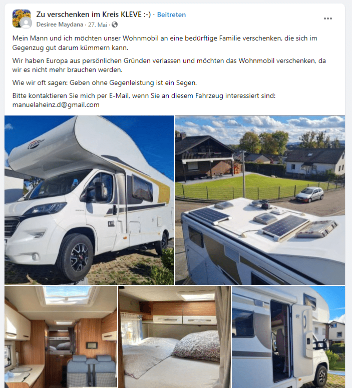 Warning about the “emigrant trick”: the free mobile home scam on Facebook