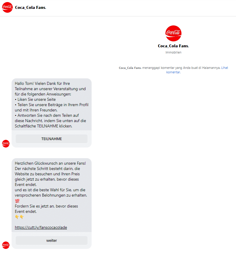 Warnung vor Fake-Gewinnspiel: „Coca-Cola-Fans“ auf Facebook – mimikama.org Warnung vor Fake-Gewinnspiel: „Coca-Cola-Fans“ auf Facebook