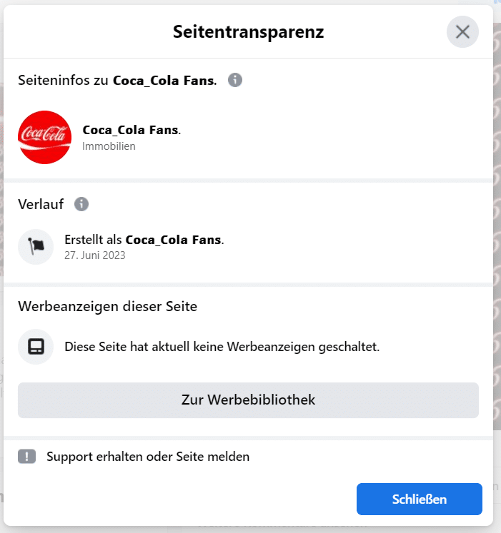 Warning about fake competition: “Coca-Cola fans” on Facebook