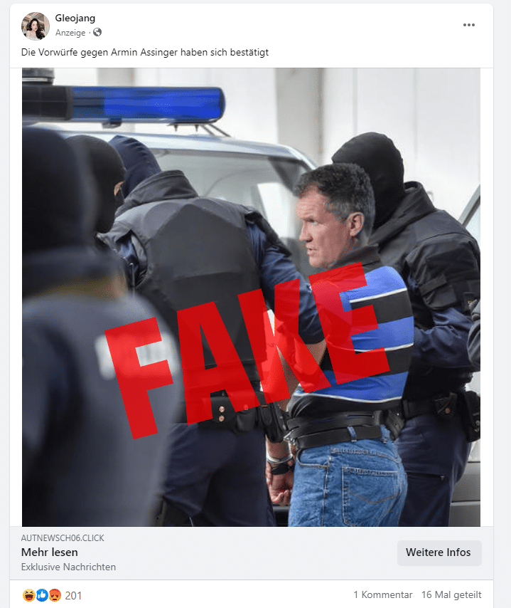 Screenshot: facebook / Armin Assinger wurde nicht verhaftet