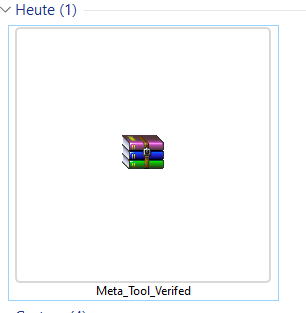Screenshot des Downloads mit der Datei "Meta_Tool_Verifed.rar"