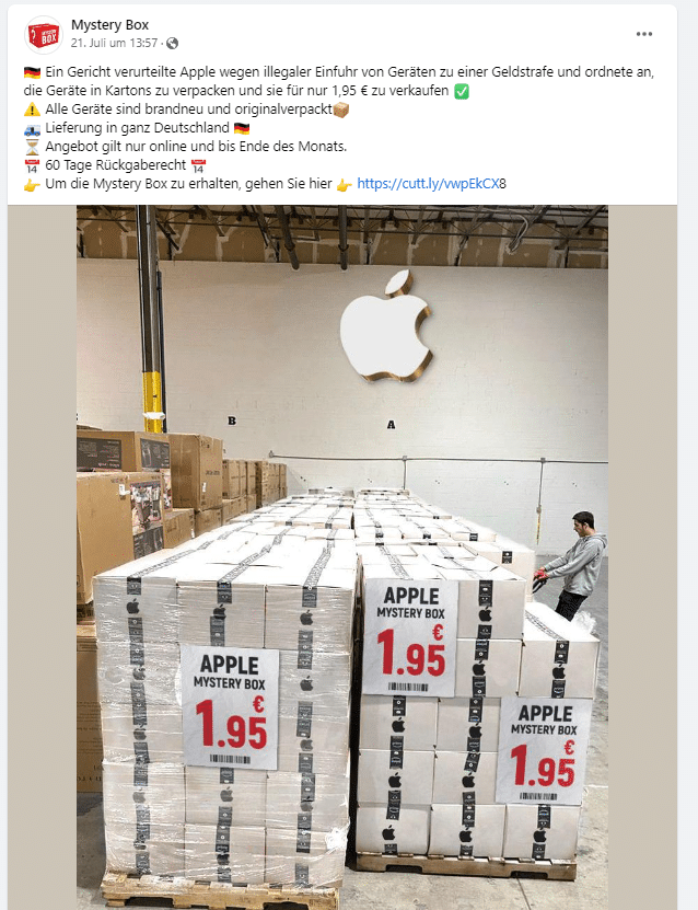 Facebook: Die Irreführung hinter 1,95 € Apple-Produkten