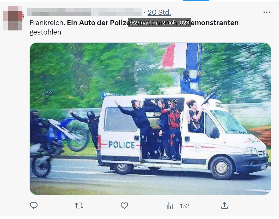 Erstes Bild: Die gestohlenen Polizeifahrzeuge in Frankreich