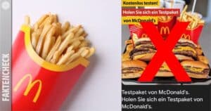 Fake: „Gratis McDonald’s Testpaket“