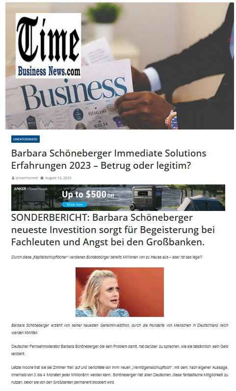 Barbara Schöneberger wirbt NICHT für Krypto-Währung. Screenshot: Mimikama