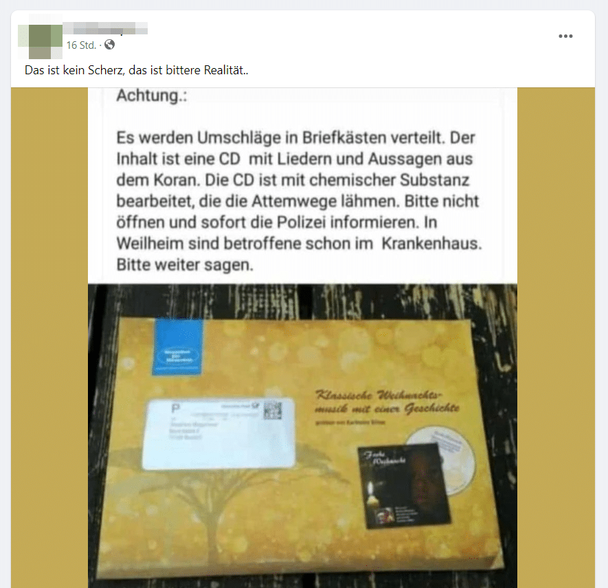 Vergiftete CDs und Panik im Netz: Was wirklich hinter der Warnung steckt! – mimikama.org Vergiftete CDs und Panik im Netz: Was wirklich hinter der Warnung steckt! – mimikama.org