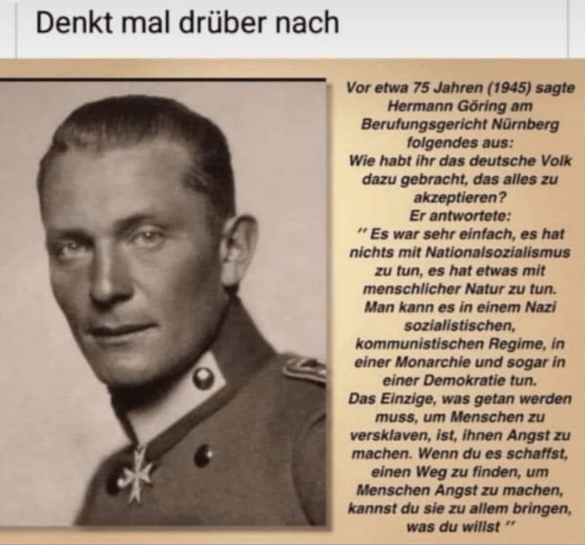 Screenshot eines angeblichen Göring-Zitates
